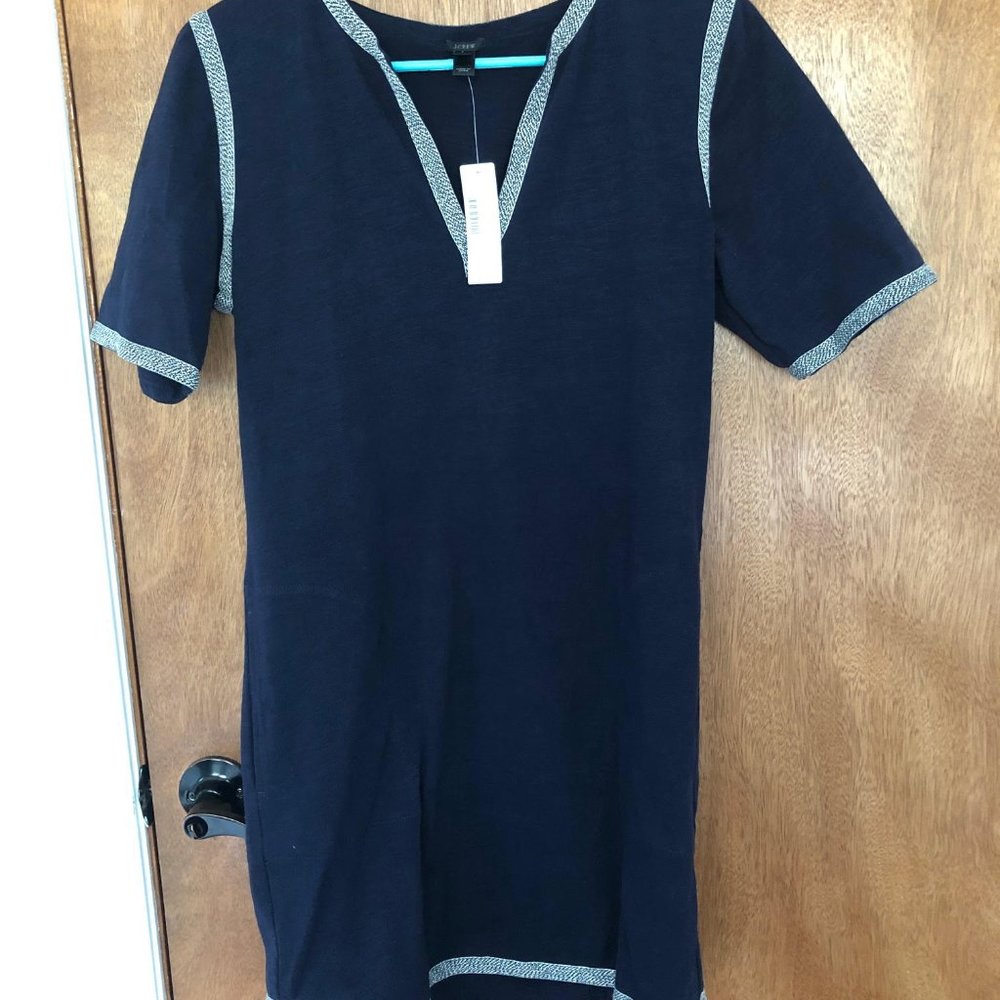 Adorable J CREW Navy dress or coverup, piping, size small, NWT! - Picture 1 of 5